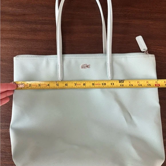 Lacoste Blue Tote Bag Minimalist Design Spacious shopper zip closure - Picture 15 of 15